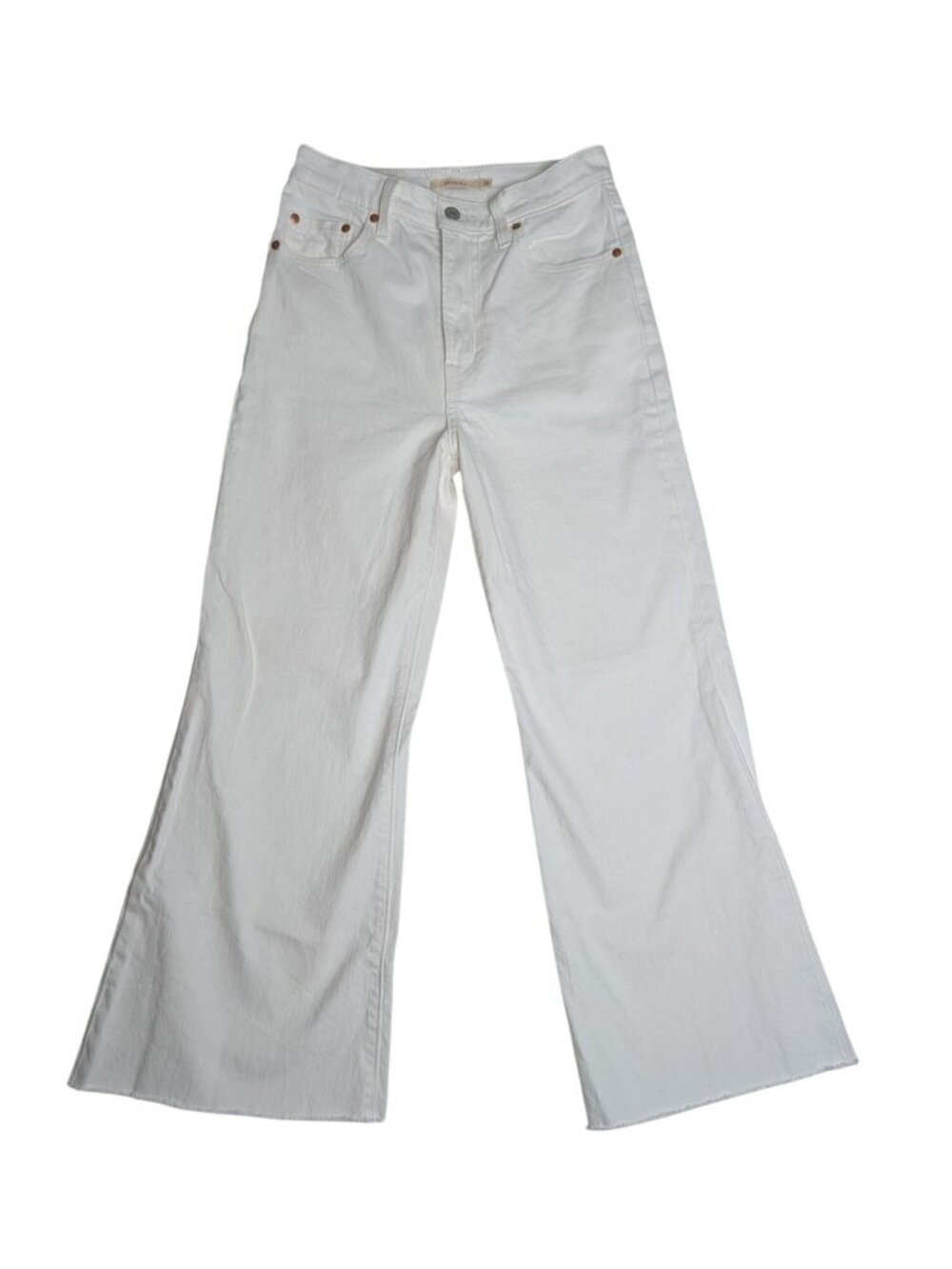 Levis Premium Ribcage Bell High Rise Ankle White Jeans Sz 26 Stretch Denim